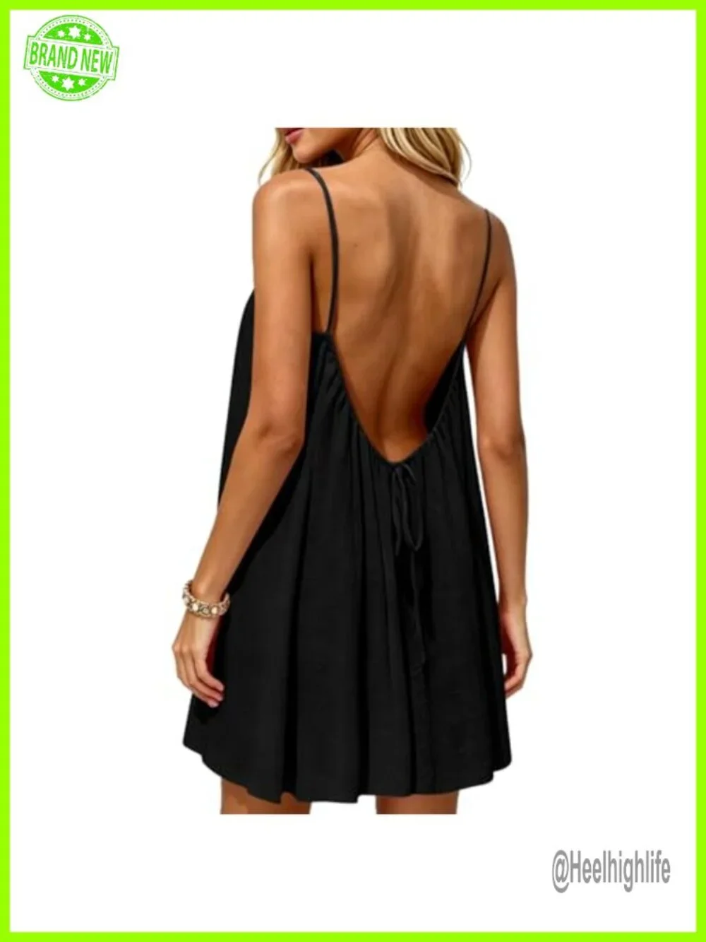 Backless Sun Dress Flowy Boho Cover Up Spaghetti Strap Mini